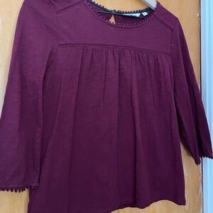 Boden Cotton Top Burgundy Women’s Size 8
